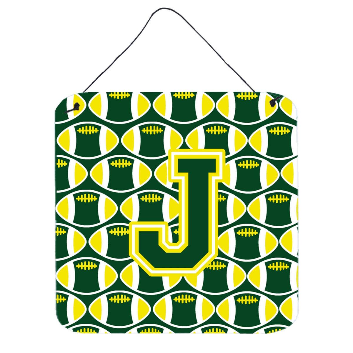 CarolineS Treasures Football Green And Yellow Letter J Wall Or Door Hanging Prints Cj1075Jds66, 6 Inch  Inch  H X 6 Inch  Inch  W