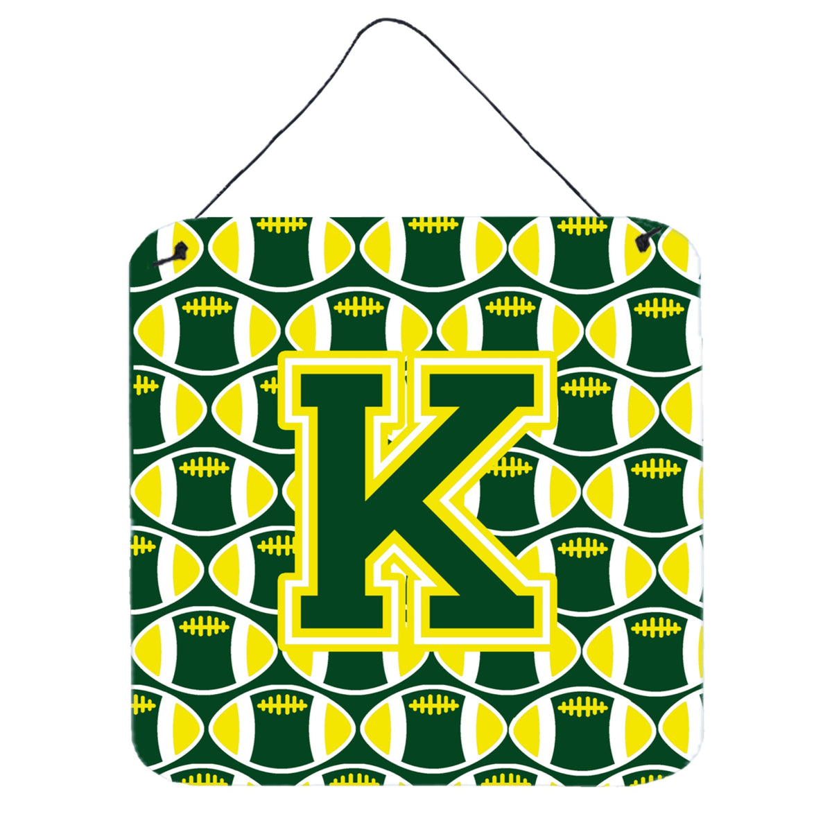 CarolineS Treasures Football Green And Yellow Letter K Wall Or Door Hanging Prints Cj1075Kds66, 6 Inch  Inch  H X 6 Inch  Inch  W