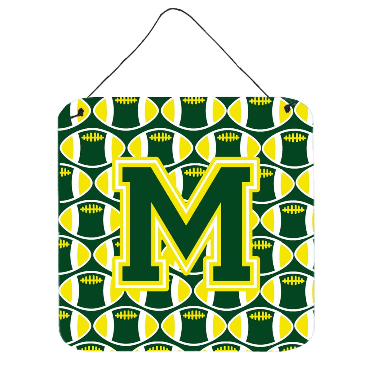 CarolineS Treasures Football Green And Yellow Letter M Wall Or Door Hanging Prints Cj1075Mds66, 6 Inch  Inch  H X 6 Inch  Inch  W