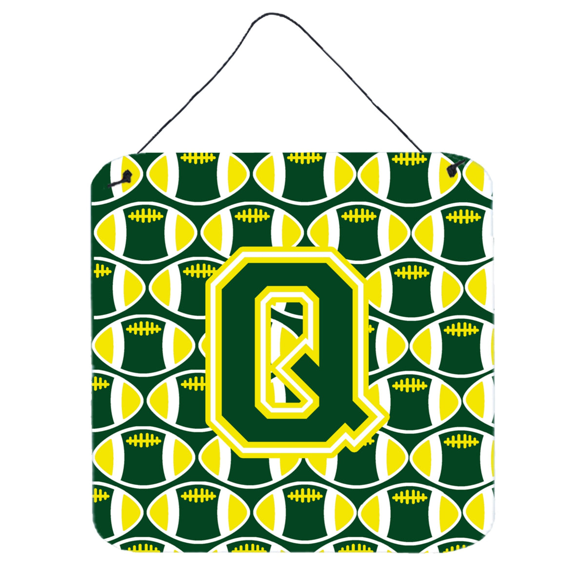 CarolineS Treasures Football Green And Yellow Letter Q Wall Or Door Hanging Prints Cj1075Qds66, 6 Inch  Inch  H X 6 Inch  Inch  W