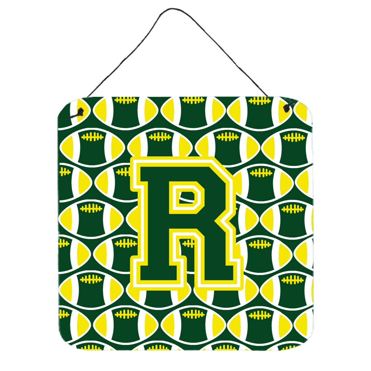 CarolineS Treasures Football Green And Yellow Letter R Wall Or Door Hanging Prints Cj1075Rds66, 6 Inch  Inch  H X 6 Inch  Inch  W