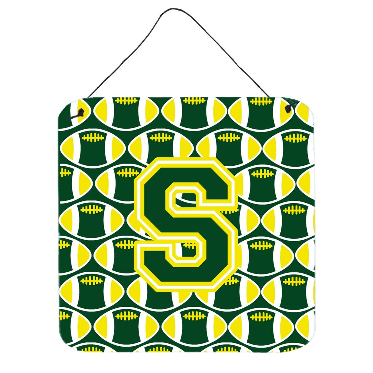 CarolineS Treasures Football Green And Yellow Letter S Wall Or Door Hanging Prints Cj1075Sds66, 6 Inch  Inch  H X 6 Inch  Inch  W