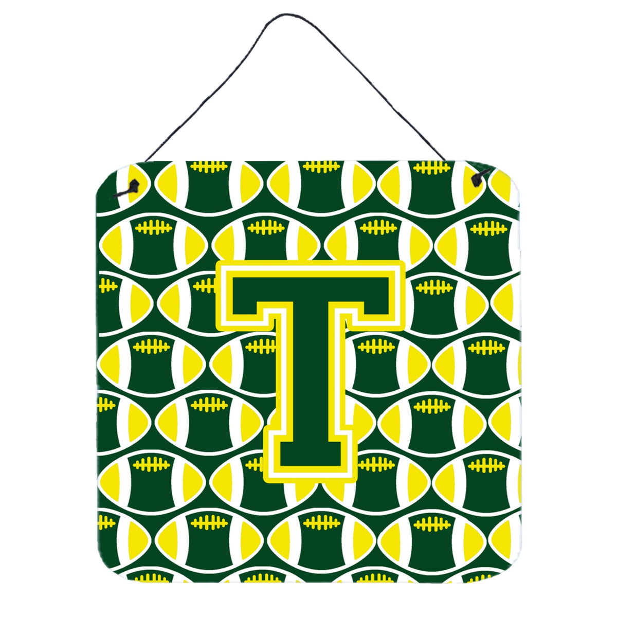 CarolineS Treasures Football Green And Yellow Letter T Wall Or Door Hanging Prints Cj1075Tds66, 6 Inch  Inch  H X 6 Inch  Inch  W