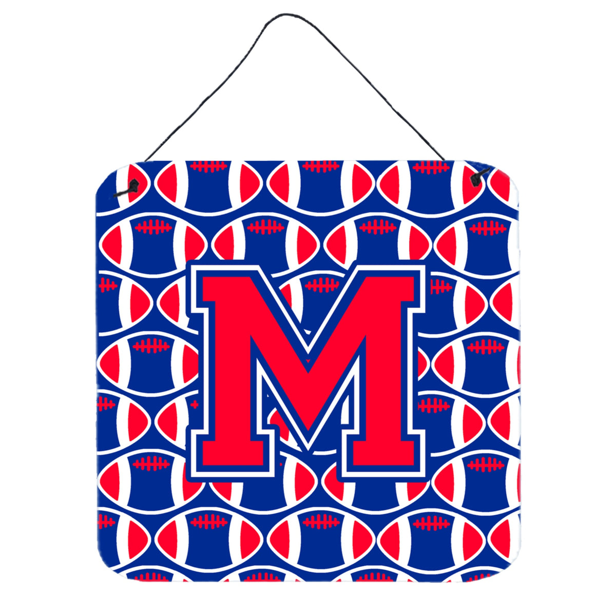 CarolineS Treasures Football Harvard Crimson And Yale Blue Letter M Wall Or Door Hanging Prints Cj1076Mds66, 6 Inch  Inch  H X 6 Inch  Inch  W