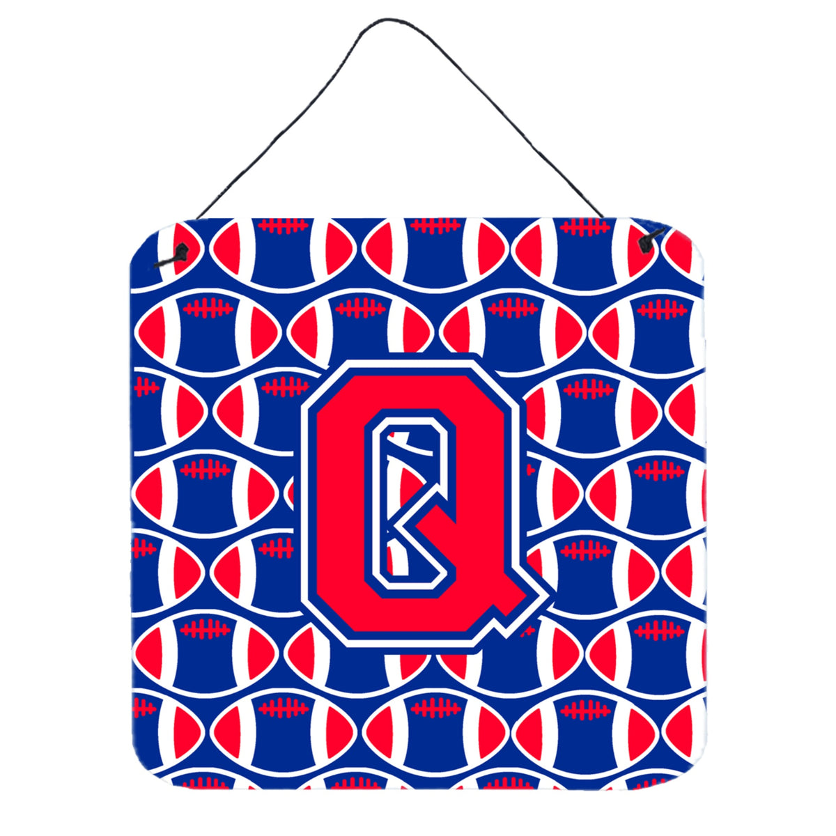 CarolineS Treasures Football Harvard Crimson And Yale Blue Letter Q Wall Or Door Hanging Prints Cj1076Qds66, 6 Inch  Inch  H X 6 Inch  Inch  W