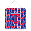 CarolineS Treasures Football Harvard Crimson And Yale Blue Letter T Wall Or Door Hanging Prints Cj1076Tds66, 6 Inch  Inch  H X 6 Inch  Inch  W