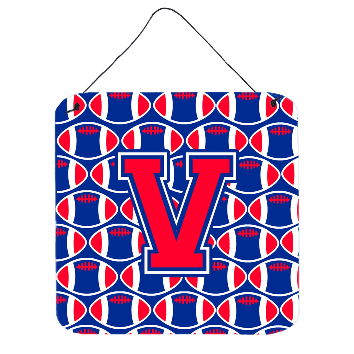 CarolineS Treasures Football Harvard Crimson And Yale Blue Letter V Wall Or Door Hanging Prints Cj1076Vds66, 6 Inch  Inch  H X 6 Inch  Inch  W