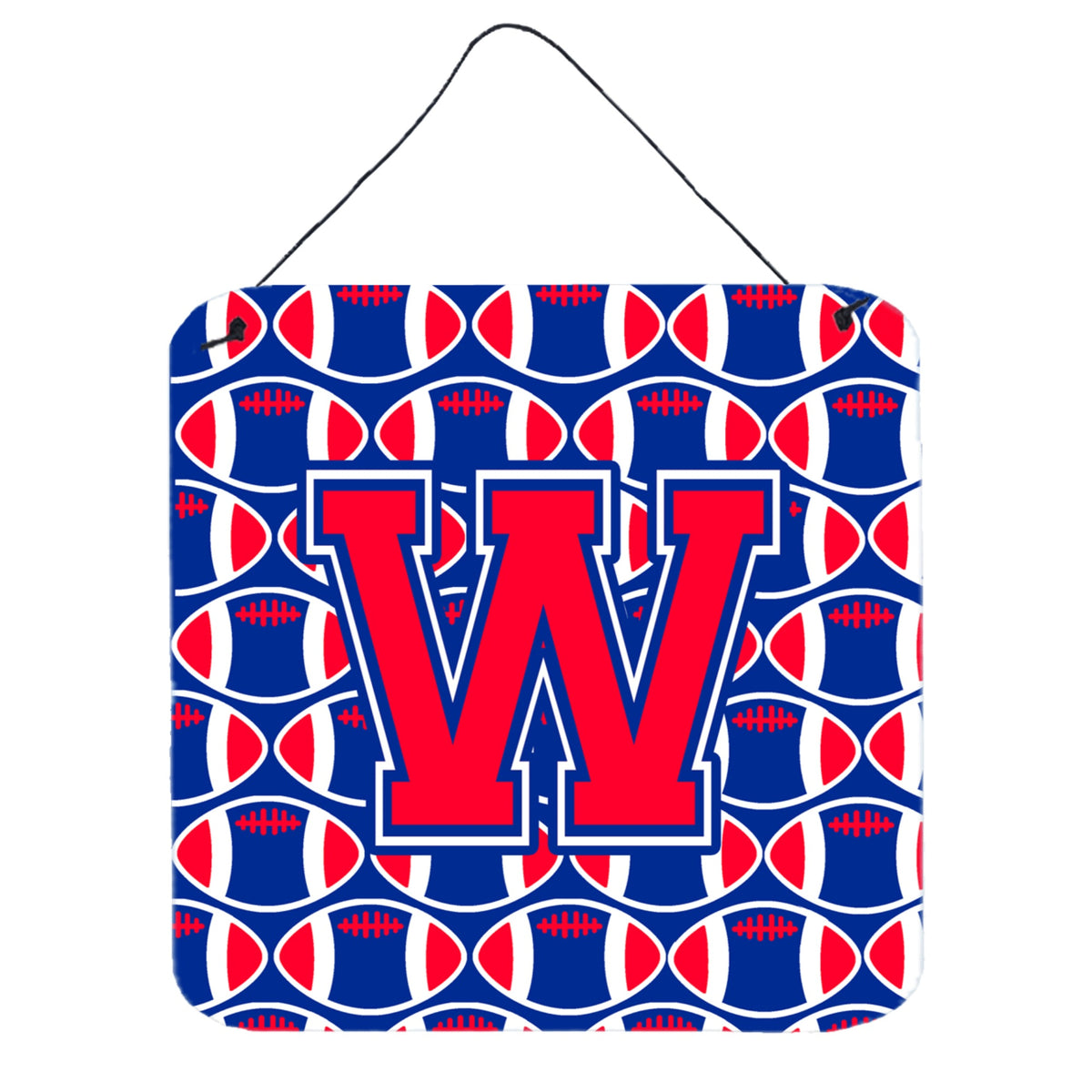 CarolineS Treasures Football Harvard Crimson And Yale Blue Letter W Wall Or Door Hanging Prints Cj1076Wds66, 6 Inch  Inch  H X 6 Inch  Inch  W