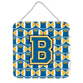 CarolineS Treasures Letter B Football Wall Or Door Hanging Prints Cj1077Bds66, 6 Inch  Inch  H X 6 Inch  Inch  W, Chevron  Blue And Gold