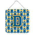 CarolineS Treasures Letter D Football Wall Or Door Hanging Prints Cj1077Dds66, 6 Inch  Inch  H X 6 Inch  Inch  W, Chevron  Blue And Gold
