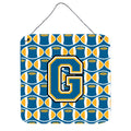 CarolineS Treasures Letter G Football Wall Or Door Hanging Prints Cj1077Gds66, 6 Inch  Inch  H X 6 Inch  Inch  W, Chevron  Blue And Gold