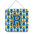 CarolineS Treasures Letter R Football Wall Or Door Hanging Prints Cj1077Rds66, 6 Inch  Inch  H X 6 Inch  Inch  W, Chevron  Blue And Gold