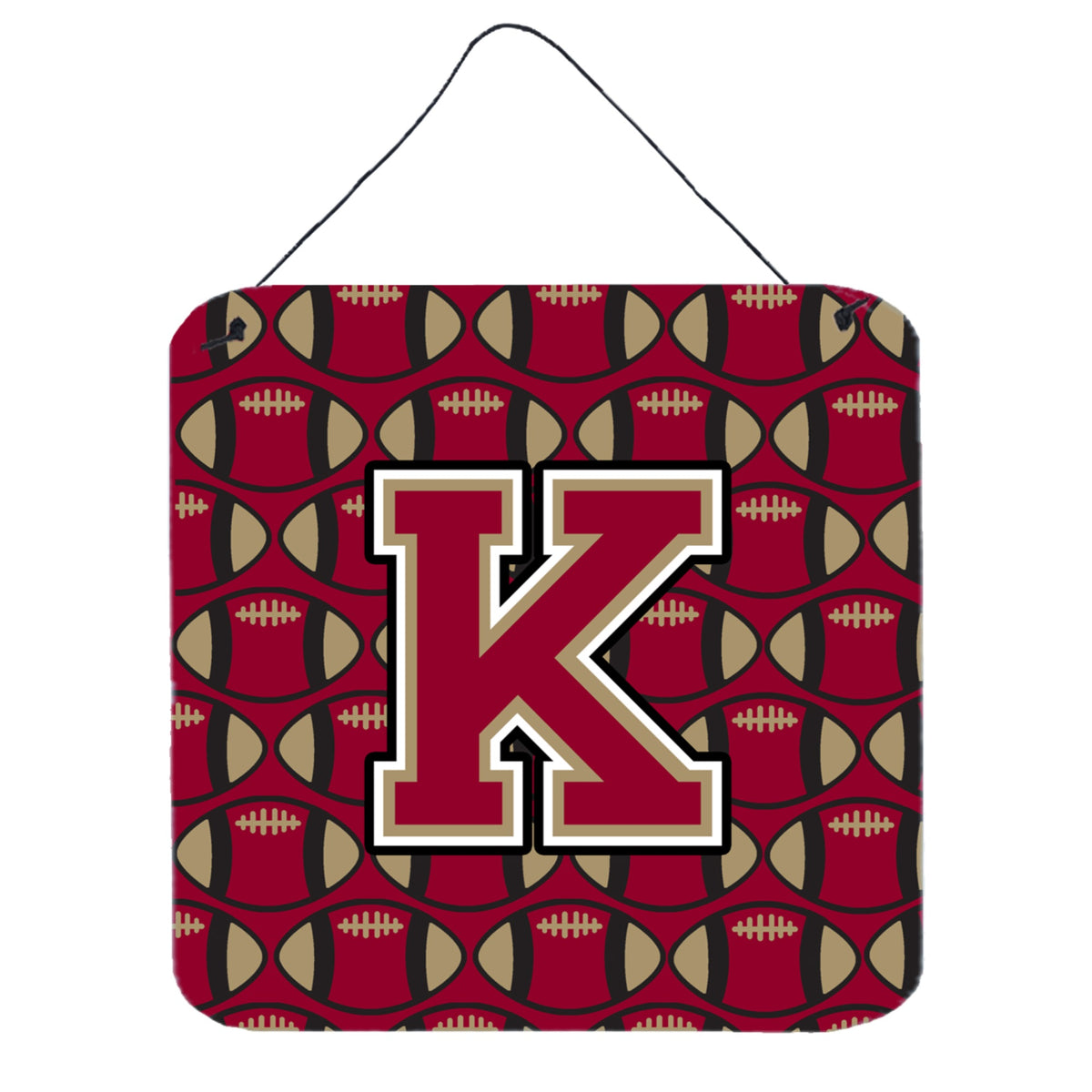 CarolineS Treasures Football Garnet And Gold Letter K Wall Or Door Hanging Prints Cj1078Kds66, 6 Inch  Inch  H X 6 Inch  Inch  W