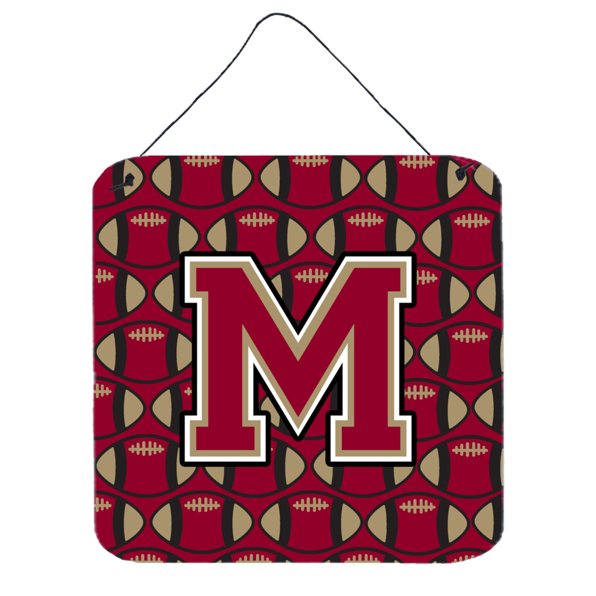CarolineS Treasures Football Garnet And Gold Letter M Wall Or Door Hanging Prints Cj1078Mds66, 6 Inch  Inch  H X 6 Inch  Inch  W