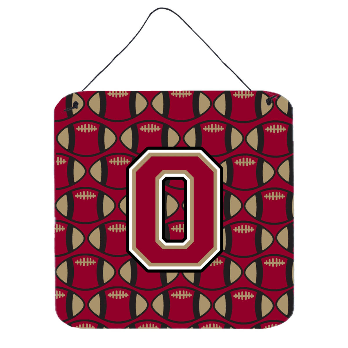 CarolineS Treasures Football Garnet And Gold Letter O Wall Or Door Hanging Prints Cj1078Ods66, 6 Inch  Inch  H X 6 Inch  Inch  W
