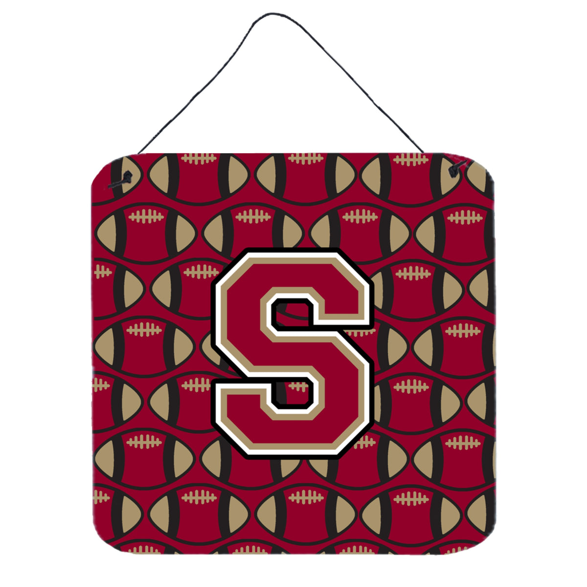 CarolineS Treasures Football Garnet And Gold Letter S Wall Or Door Hanging Prints Cj1078Sds66, 6 Inch  Inch  H X 6 Inch  Inch  W
