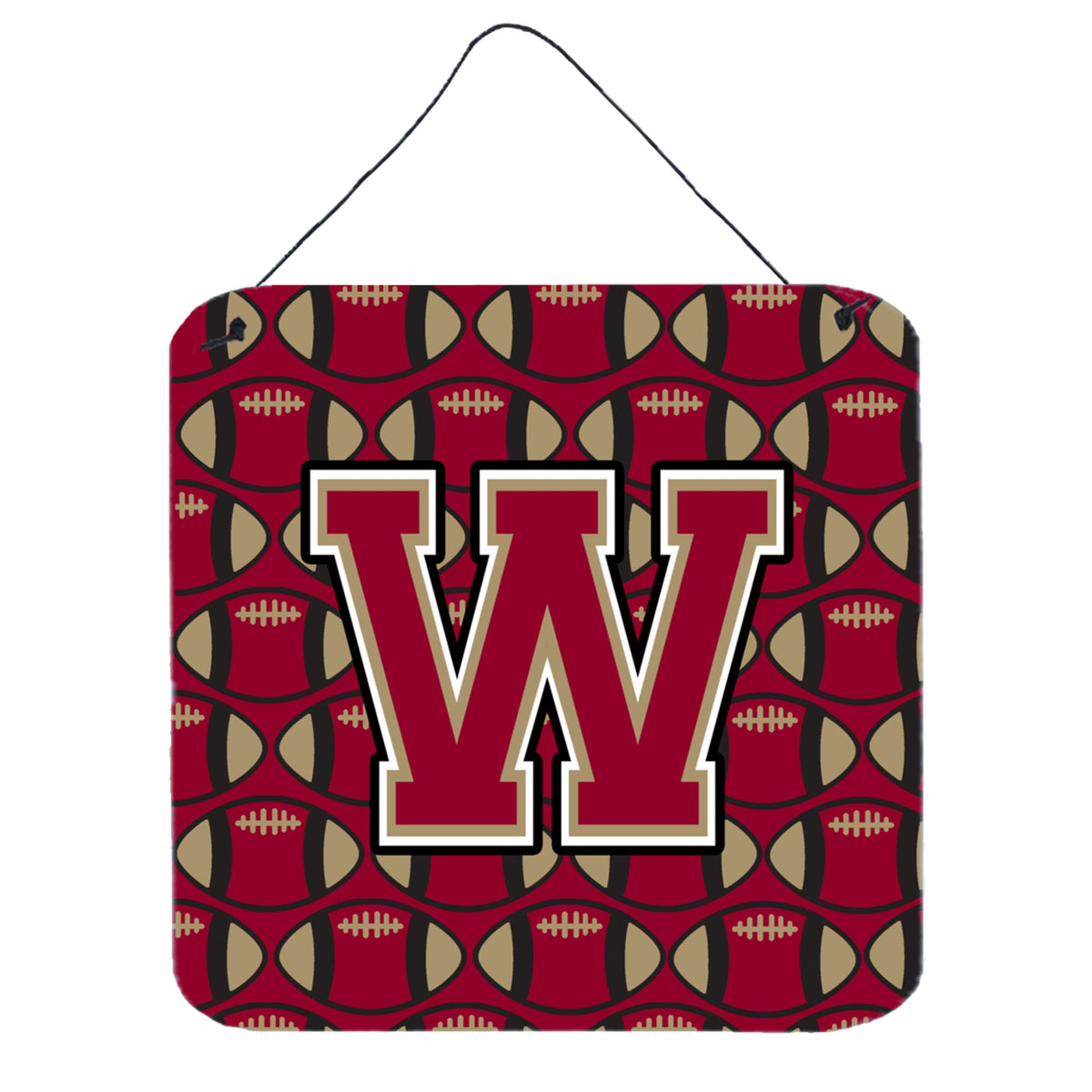 CarolineS Treasures Football Garnet And Gold Letter W Wall Or Door Hanging Prints Cj1078Wds66, 6 Inch  Inch  H X 6 Inch  Inch  W