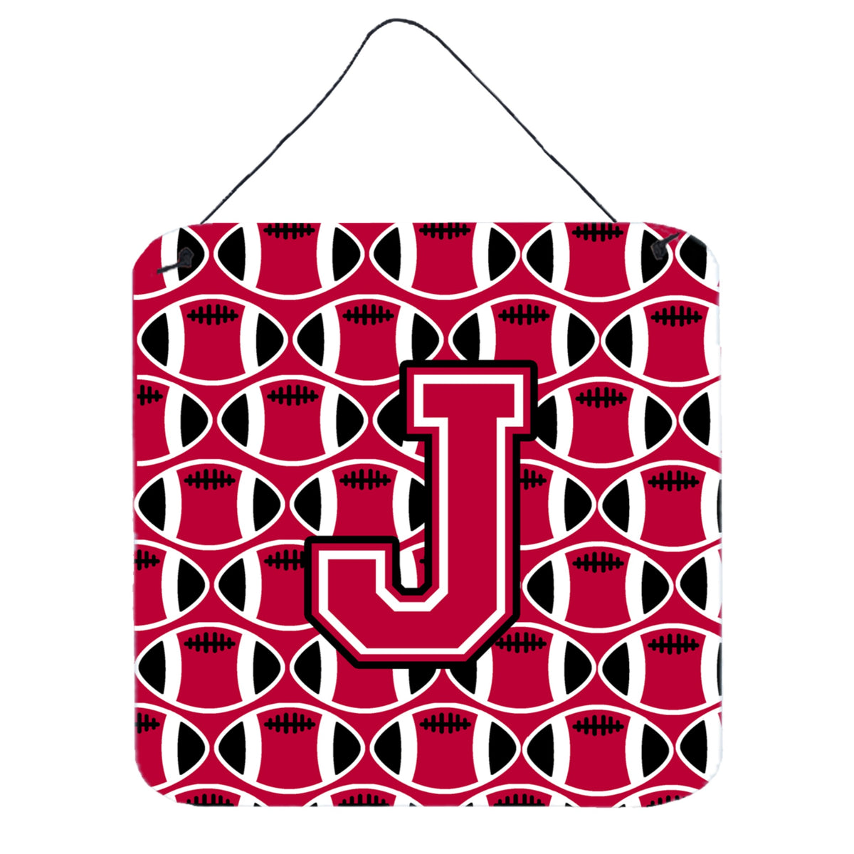 CarolineS Treasures Football Crimson And White Letter J Wall Or Door Hanging Prints Cj1079Jds66, 6 Inch  Inch  H X 6 Inch  Inch  W