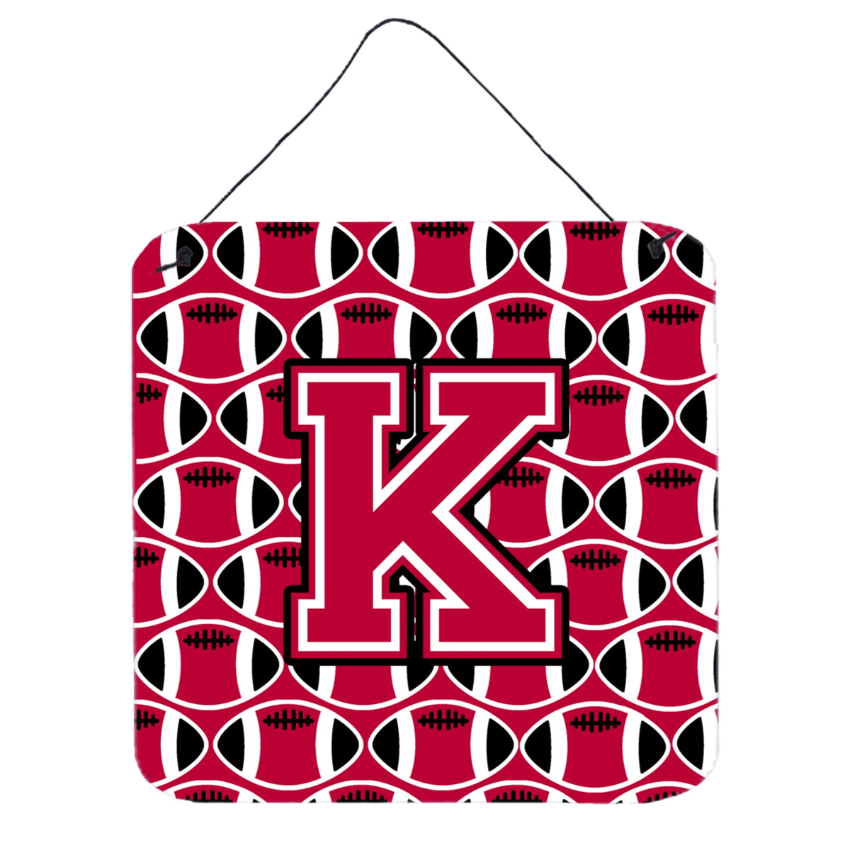 CarolineS Treasures Football Crimson And White Letter K Wall Or Door Hanging Prints Cj1079Kds66, 6 Inch  Inch  H X 6 Inch  Inch  W