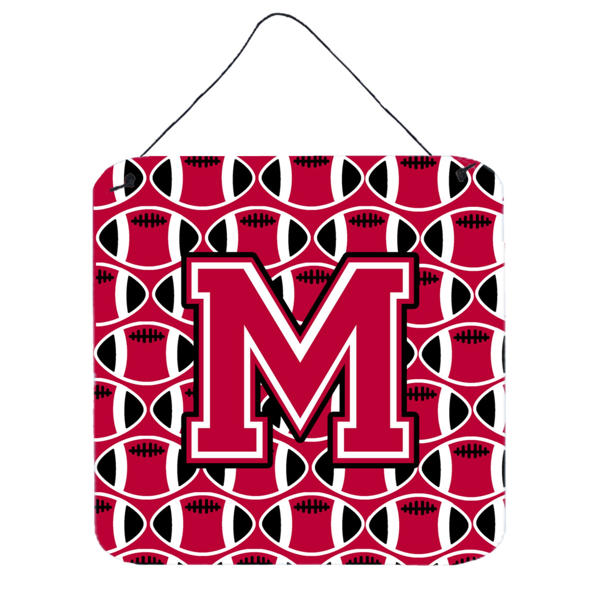 CarolineS Treasures Football Crimson And White Letter M Wall Or Door Hanging Prints Cj1079Mds66, 6 Inch  Inch  H X 6 Inch  Inch  W