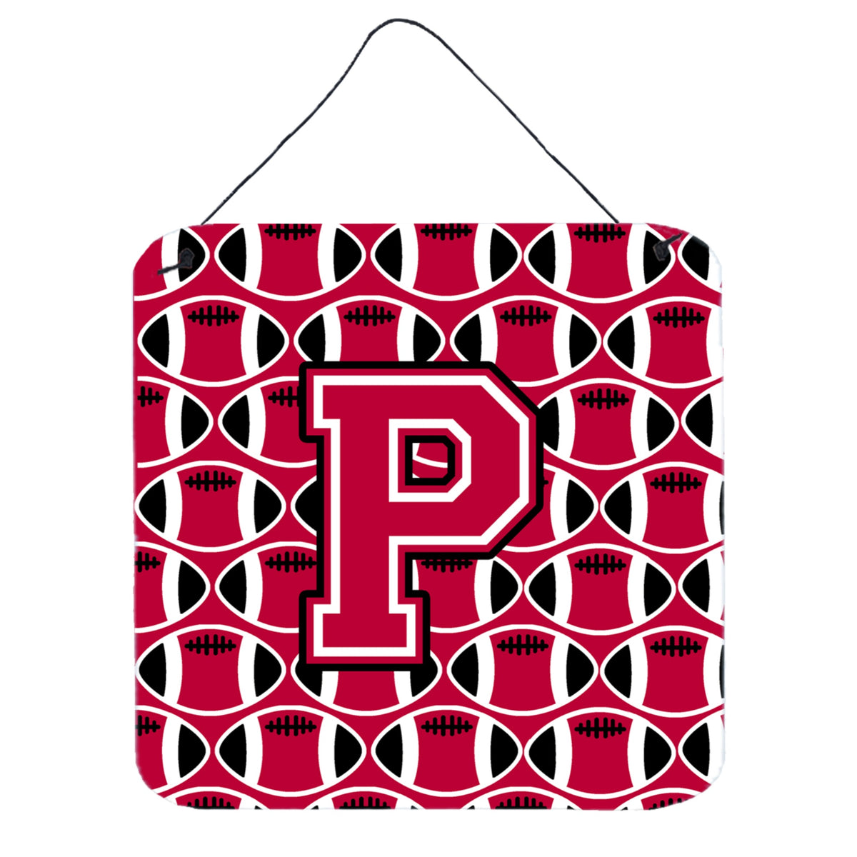 CarolineS Treasures Football Crimson And White Letter P Wall Or Door Hanging Prints Cj1079Pds66, 6 Inch  Inch  H X 6 Inch  Inch  W