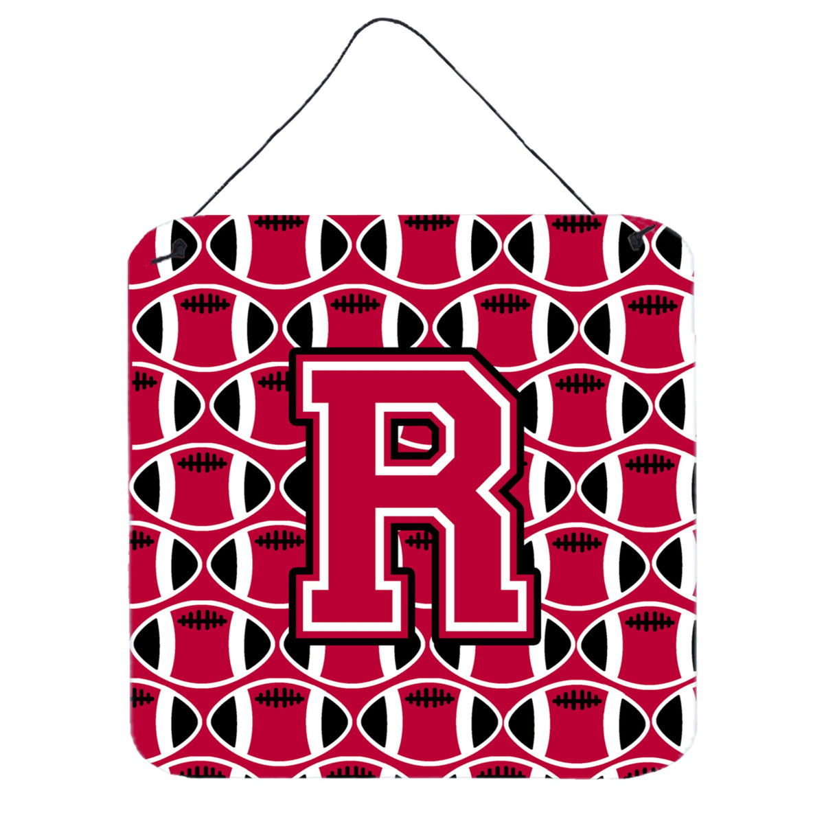 CarolineS Treasures Football Crimson And White Letter R Wall Or Door Hanging Prints Cj1079Rds66, 6 Inch  Inch  H X 6 Inch  Inch  W