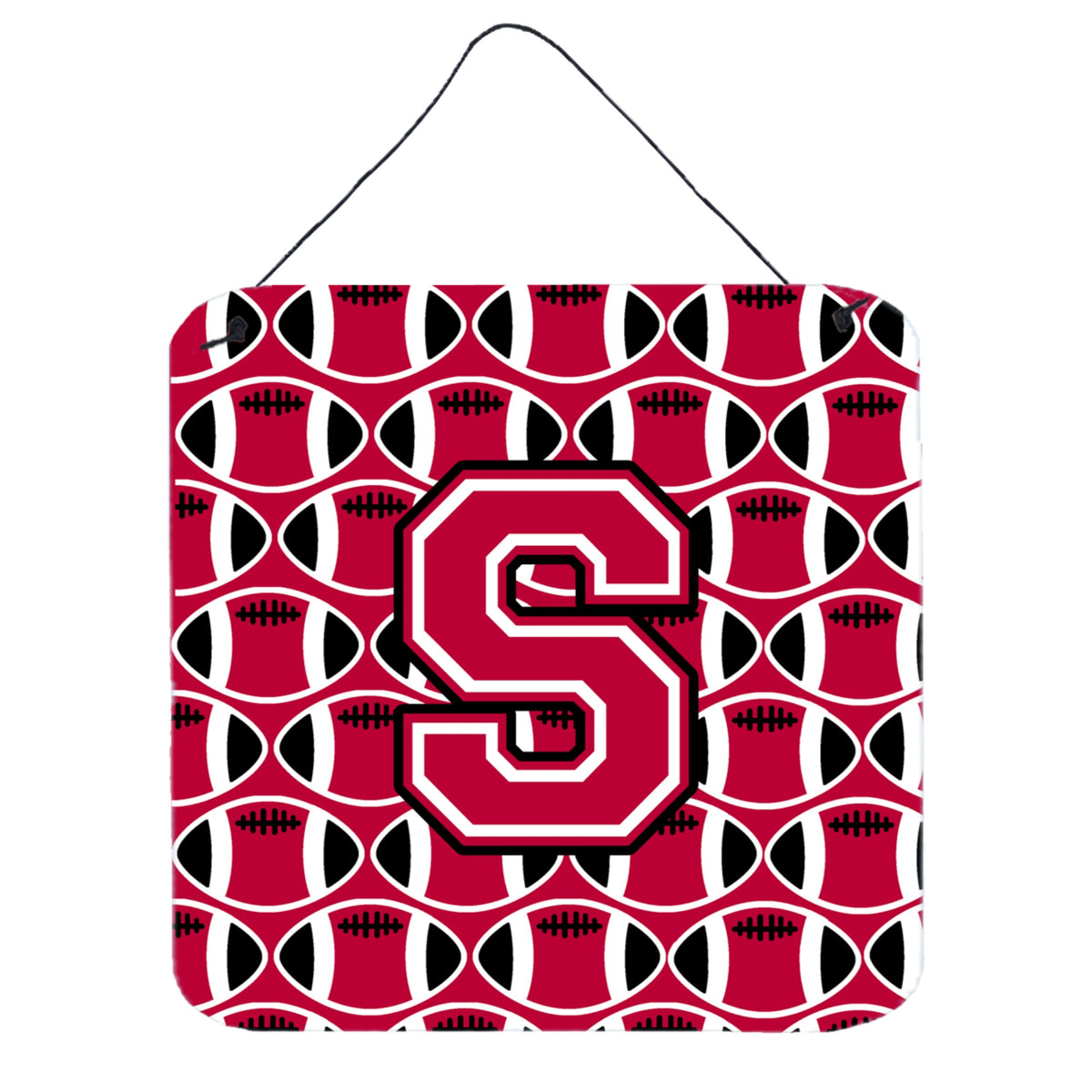 CarolineS Treasures Football Crimson And White Letter S Wall Or Door Hanging Prints Cj1079Sds66, 6 Inch  Inch  H X 6 Inch  Inch  W