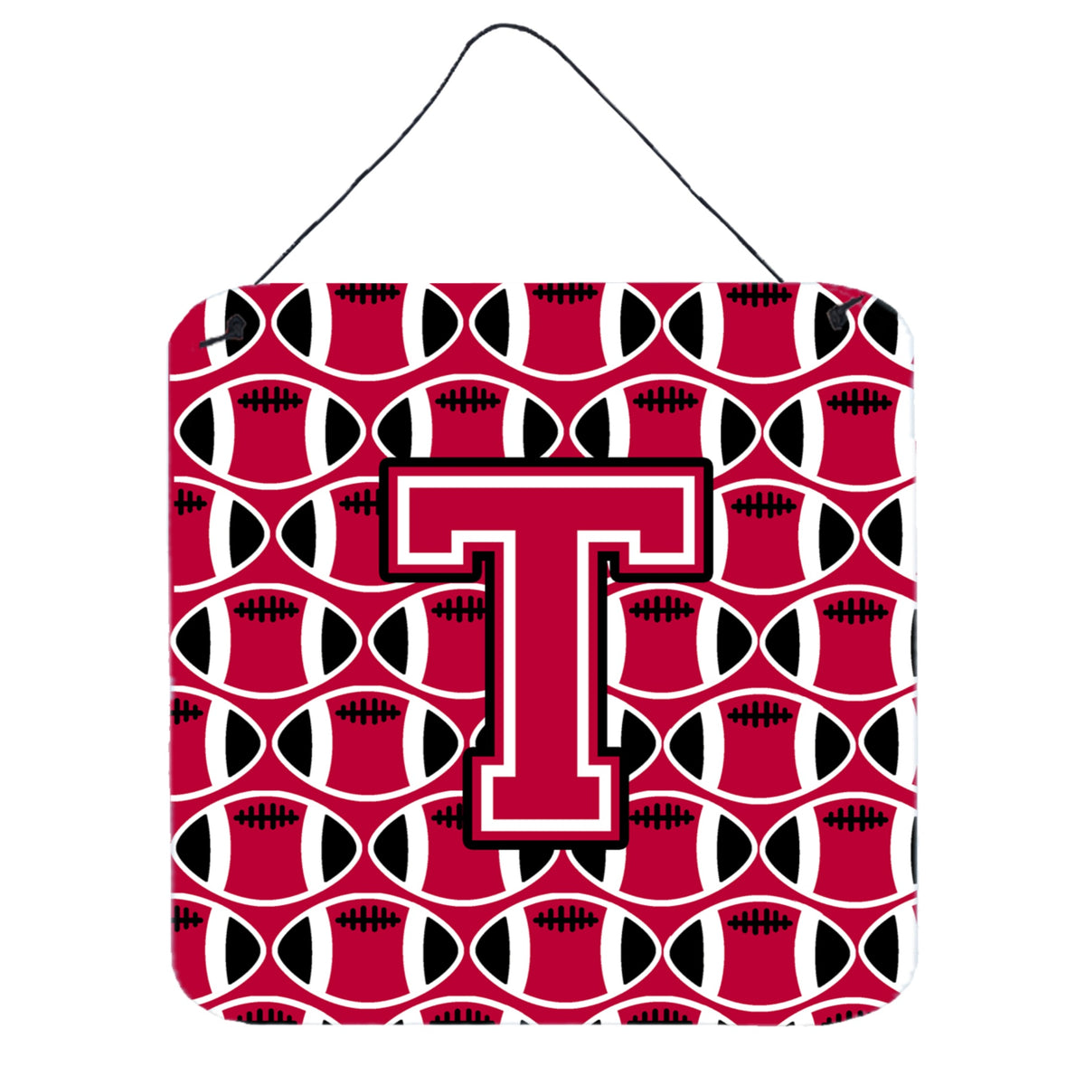 CarolineS Treasures Football Crimson And White Letter T Wall Or Door Hanging Prints Cj1079Tds66, 6 Inch  Inch  H X 6 Inch  Inch  W