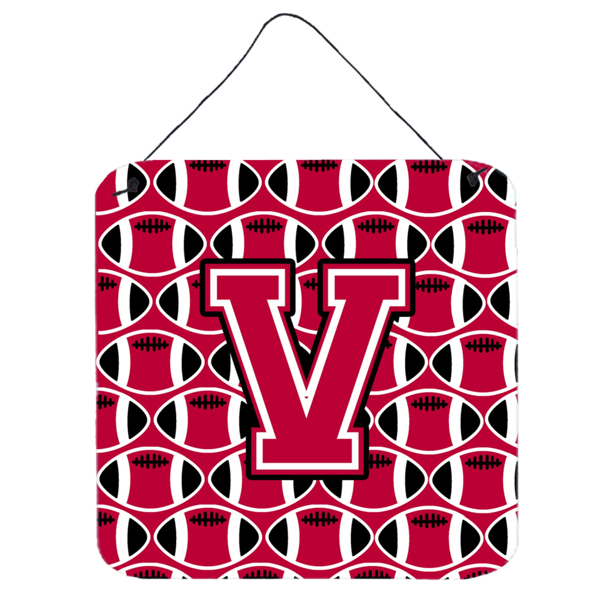 CarolineS Treasures Football Crimson And White Letter V Wall Or Door Hanging Prints Cj1079Vds66, 6 Inch  Inch  H X 6 Inch  Inch  W