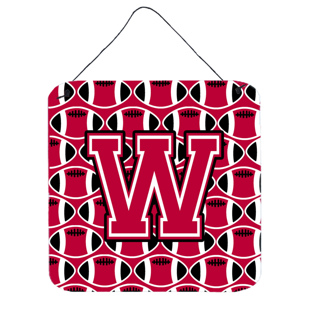 CarolineS Treasures Football Crimson And White Letter W Wall Or Door Hanging Prints Cj1079Wds66, 6 Inch  Inch  H X 6 Inch  Inch  W