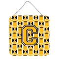 CarolineS Treasures Football Black, Old Gold And White Letter C Wall Or Door Hanging Prints Cj1080Cds66, 6 Inch  Inch  H X 6 Inch  Inch  W