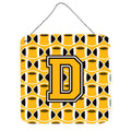 CarolineS Treasures Football Black, Old Gold And White Letter D Wall Or Door Hanging Prints Cj1080Dds66, 6 Inch  Inch  H X 6 Inch  Inch  W