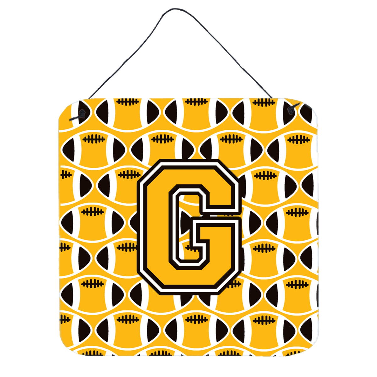 CarolineS Treasures Football Black, Old Gold And White Letter G Wall Or Door Hanging Prints Cj1080Gds66, 6 Inch  Inch  H X 6 Inch  Inch  W