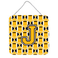 CarolineS Treasures Football Black, Old Gold And White Letter J Wall Or Door Hanging Prints Cj1080Jds66, 6 Inch  Inch  H X 6 Inch  Inch  W