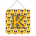 CarolineS Treasures Football Black, Old Gold And White Letter K Wall Or Door Hanging Prints Cj1080Kds66, 6 Inch  Inch  H X 6 Inch  Inch  W