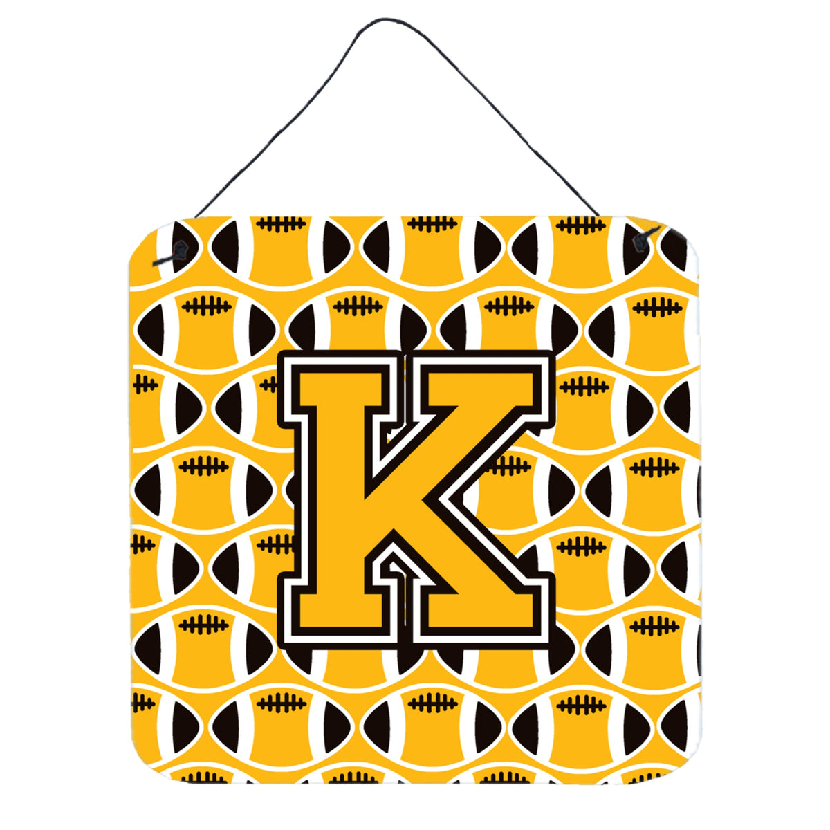 CarolineS Treasures Football Black, Old Gold And White Letter K Wall Or Door Hanging Prints Cj1080Kds66, 6 Inch  Inch  H X 6 Inch  Inch  W