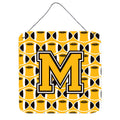 CarolineS Treasures Football Black, Old Gold And White Letter M Wall Or Door Hanging Prints Cj1080Mds66, 6 Inch  Inch  H X 6 Inch  Inch  W