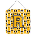CarolineS Treasures Football Black, Old Gold And White Letter R Wall Or Door Hanging Prints Cj1080Rds66, 6 Inch  Inch  H X 6 Inch  Inch  W