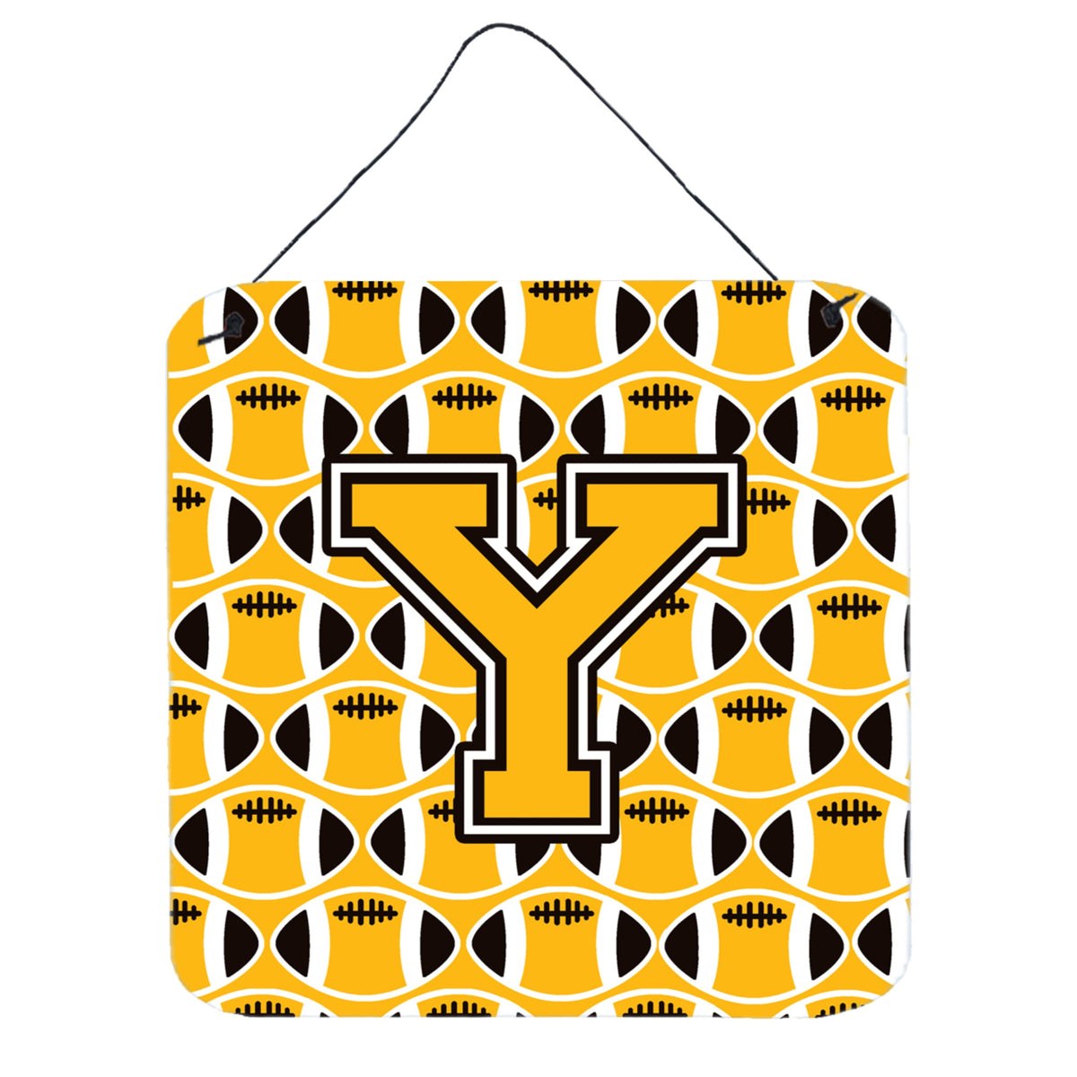 CarolineS Treasures Football Black, Old Gold And White Letter Y Wall Or Door Hanging Prints Cj1080Yds66, 6 Inch  Inch  H X 6 Inch  Inch  W