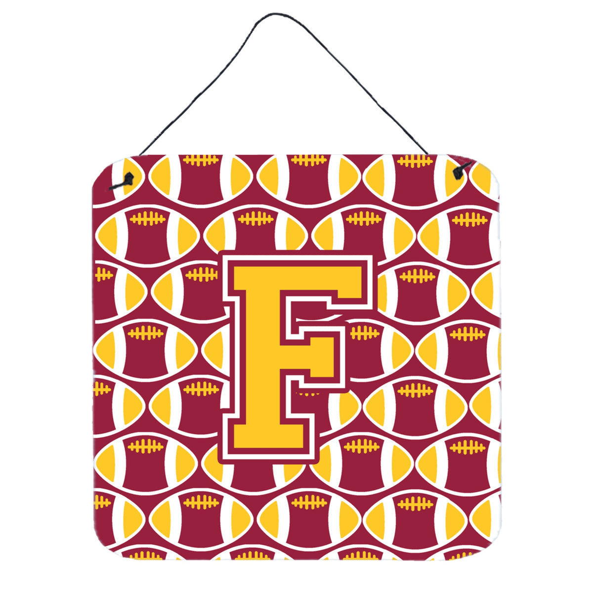 CarolineS Treasures Football Maroon And Gold Letter F Wall Or Door Hanging Prints Cj1081Fds66, 6 Inch  Inch  H X 6 Inch  Inch  W