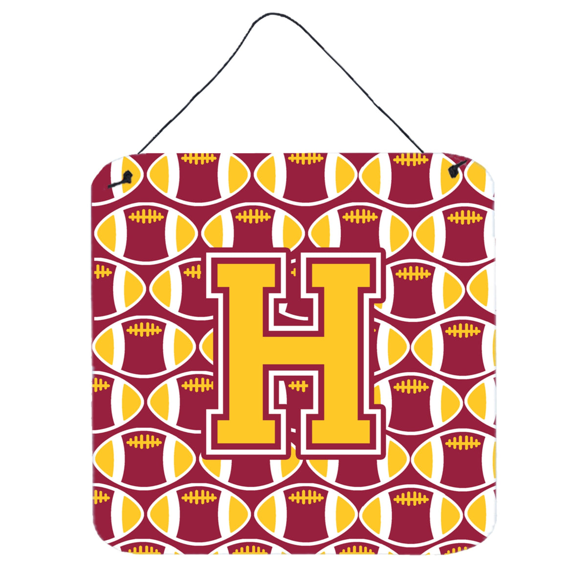 CarolineS Treasures Football Maroon And Gold Letter H Wall Or Door Hanging Prints Cj1081Hds66, 6 Inch  Inch  H X 6 Inch  Inch  W