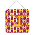 CarolineS Treasures Football Maroon And Gold Letter J Wall Or Door Hanging Prints Cj1081Jds66, 6 Inch  Inch  H X 6 Inch  Inch  W