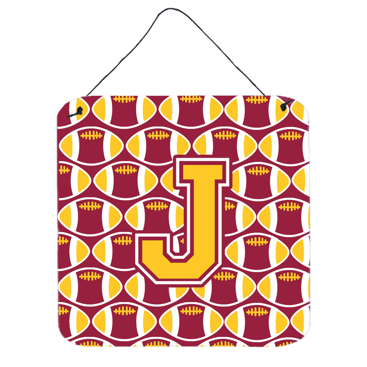 CarolineS Treasures Football Maroon And Gold Letter J Wall Or Door Hanging Prints Cj1081Jds66, 6 Inch  Inch  H X 6 Inch  Inch  W