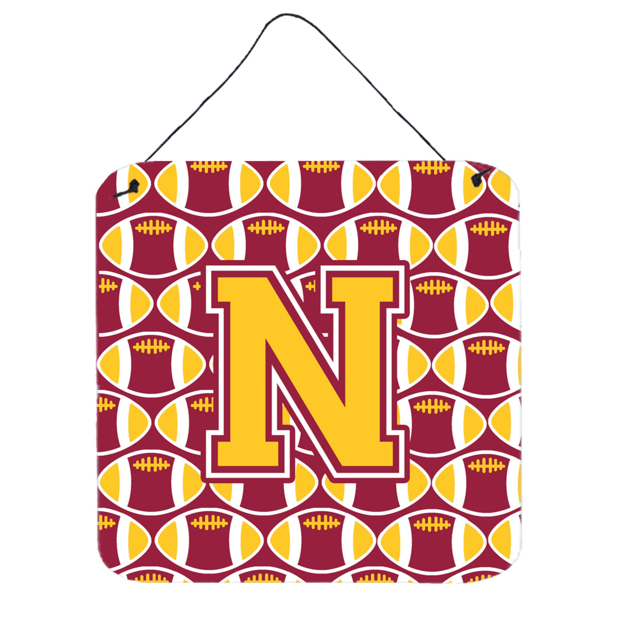 CarolineS Treasures Football Maroon And Gold Letter N Wall Or Door Hanging Prints Cj1081Nds66, 6 Inch  Inch  H X 6 Inch  Inch  W