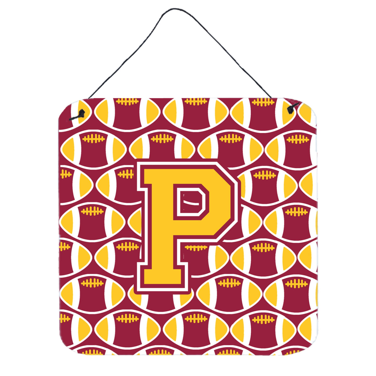 CarolineS Treasures Football Maroon And Gold Letter P Wall Or Door Hanging Prints Cj1081Pds66, 6 Inch  Inch  H X 6 Inch  Inch  W