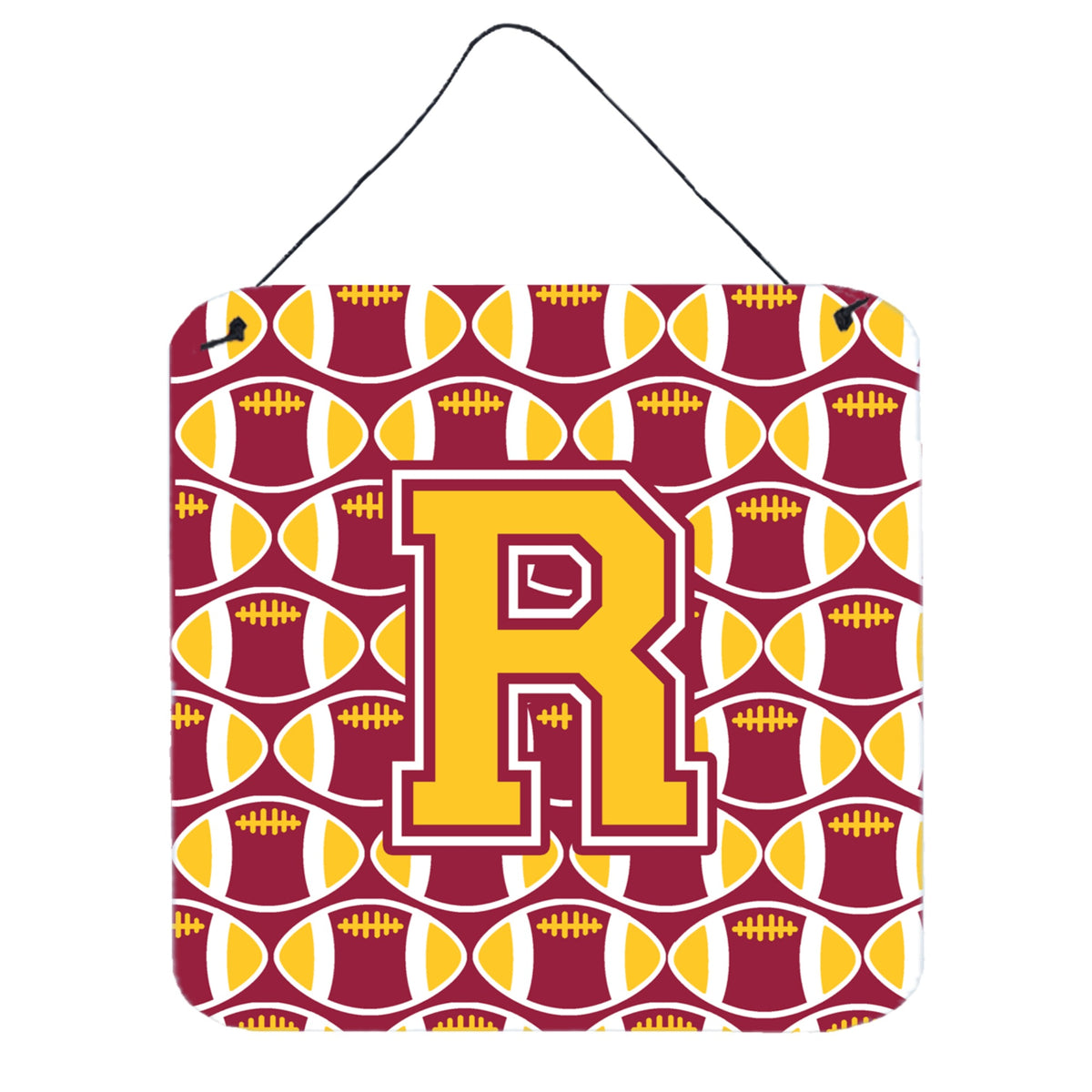 CarolineS Treasures Football Maroon And Gold Letter R Wall Or Door Hanging Prints Cj1081Rds66, 6 Inch  Inch  H X 6 Inch  Inch  W