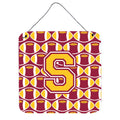 CarolineS Treasures Football Maroon And Gold Letter S Wall Or Door Hanging Prints Cj1081Sds66, 6 Inch  Inch  H X 6 Inch  Inch  W