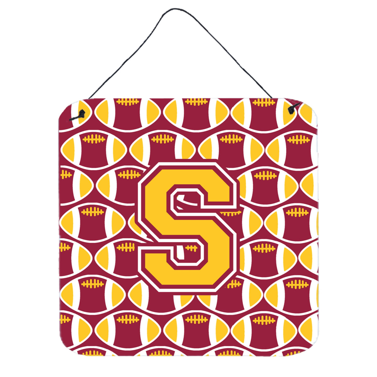 CarolineS Treasures Football Maroon And Gold Letter S Wall Or Door Hanging Prints Cj1081Sds66, 6 Inch  Inch  H X 6 Inch  Inch  W