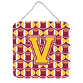 CarolineS Treasures Football Maroon And Gold Letter V Wall Or Door Hanging Prints Cj1081Vds66, 6 Inch  Inch  H X 6 Inch  Inch  W