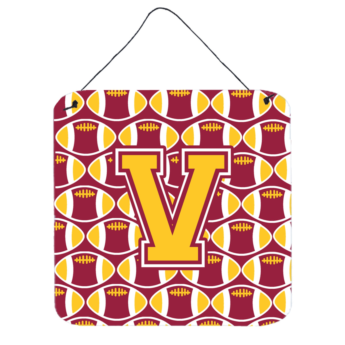 CarolineS Treasures Football Maroon And Gold Letter V Wall Or Door Hanging Prints Cj1081Vds66, 6 Inch  Inch  H X 6 Inch  Inch  W